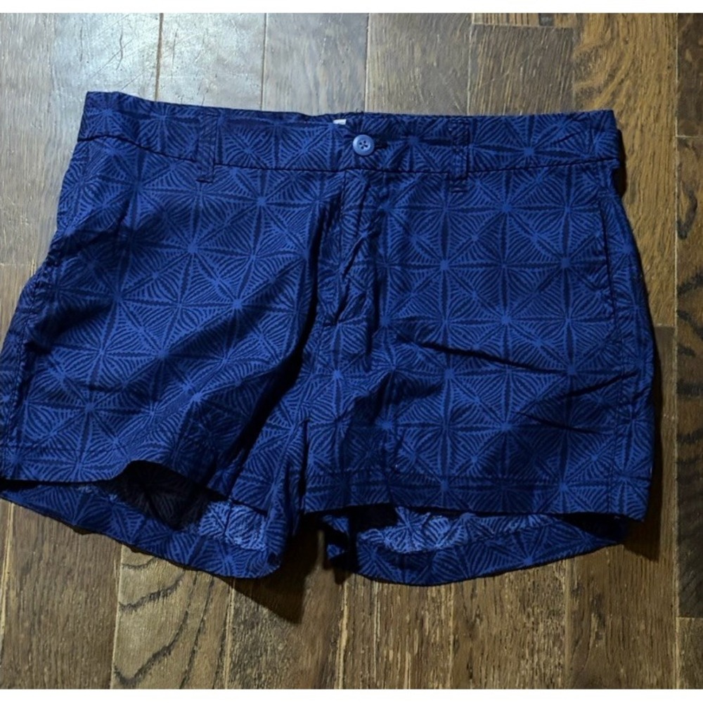 Khakis By Gap Womens 10 Blue Geometric Boho 4" Shorts Casual Pockets